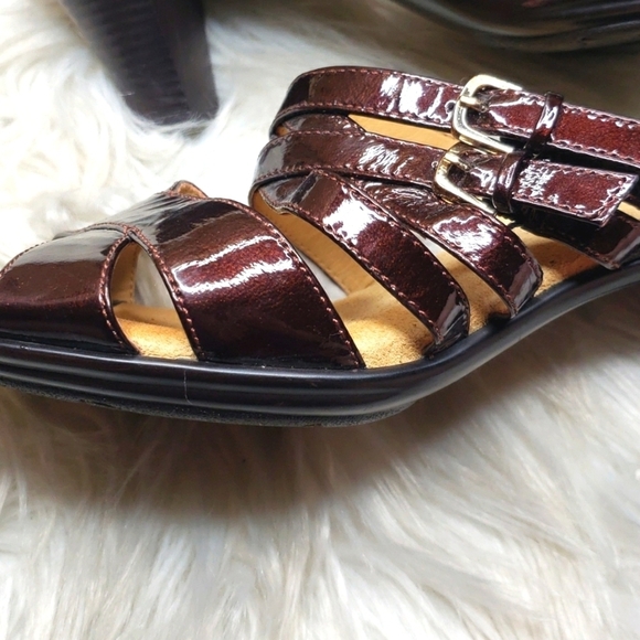 Softspots Leather Slide High Heel Strappy Sandals Shoes Size 8 - Picture 4 of 7